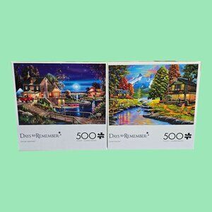 Set of 2 Buffalo Games "Days to Remember" 500 Piece Jigsaw Puzzles